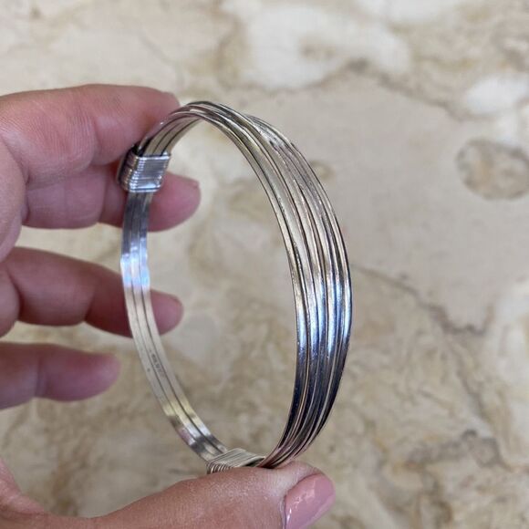 925 Sterling Silver Vintage 2 Knot 6 Strand Elephant Hair Style Bracelet - Picture 5 of 11